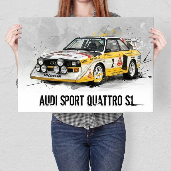Duży plakat metalowy na ścianę Audi Sport Quattro S1